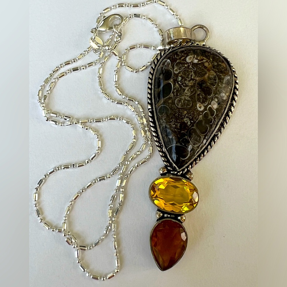 Turritella Jasper & Citrine Pendant